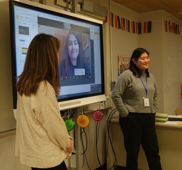 New York students from the Bronx doing a class presentation
